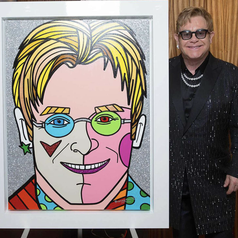 Source: ShopBritto.Com Romero Britto Elton John art and pickleball